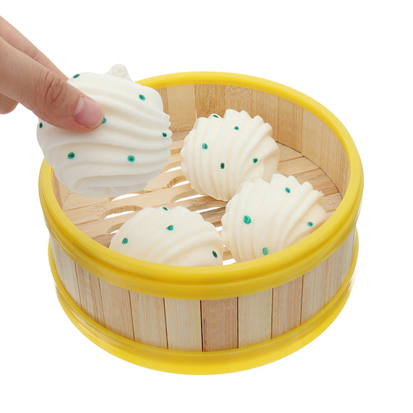 4Pcs Hanamaki Bread Squishy 6CM Slow Rising Collection Gift Soft Toy With Steamer Cover