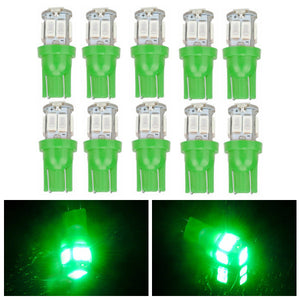 10pcs T10 5630 10SMD LED Side Maker Light Car Door Lamp Interior Bulb Green Lighting