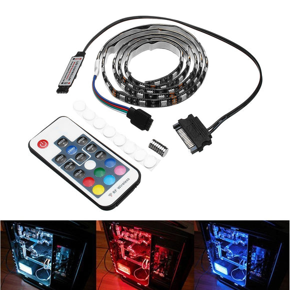 0.5M 1M Waterproof 15Pin SATA Magnetic RGB LED Strip Light +17Keys Remote Control for PC Case DC12V