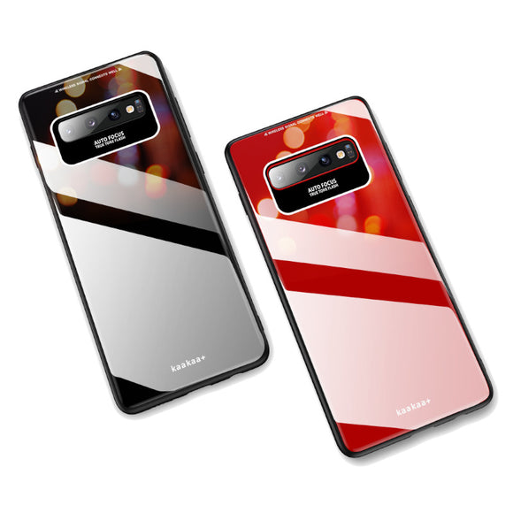Bakeey Luxury Lycra Series Shockproof Tempered Glass Back Cover Protective Case for Samsung Galaxy S10 Plus
