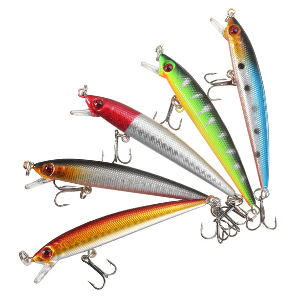 ZANLURE 5pcs 9cm Sinking Fishing Minnow Lures Plastic Baits Crankbaits Tackle with Fishing Hooks