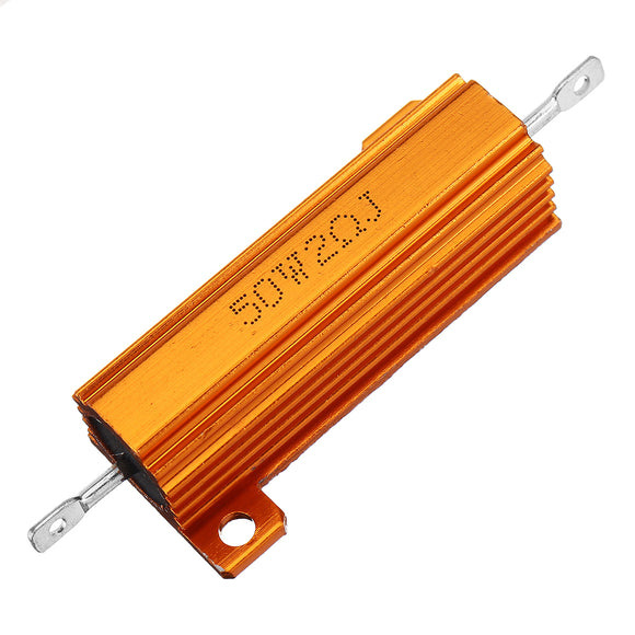 RX24 50W 2R 2RJ Metal Aluminum Case High Power Resistor Golden Metal Shell Case Heatsink Resistance Resistor