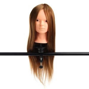 24 Gold 30% Real Hair Hairdressing Makeup Practice Hair Training Mannequin Head Model Clamp Holder"