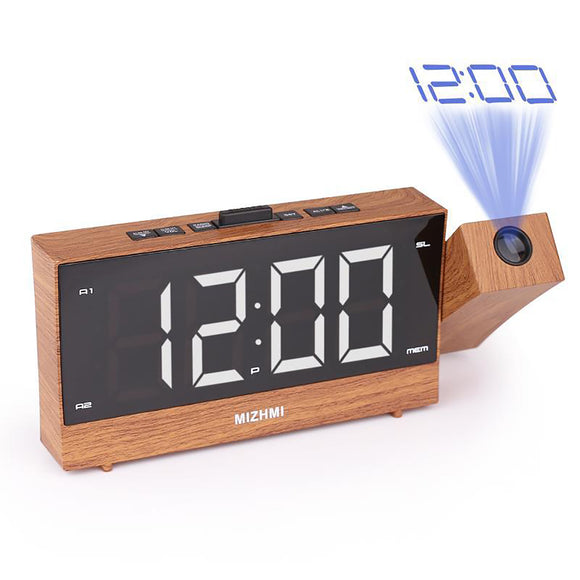 Digital Projection Alarm Clock LED Dual Alarm Radio Snooze FM Radio USB Charging