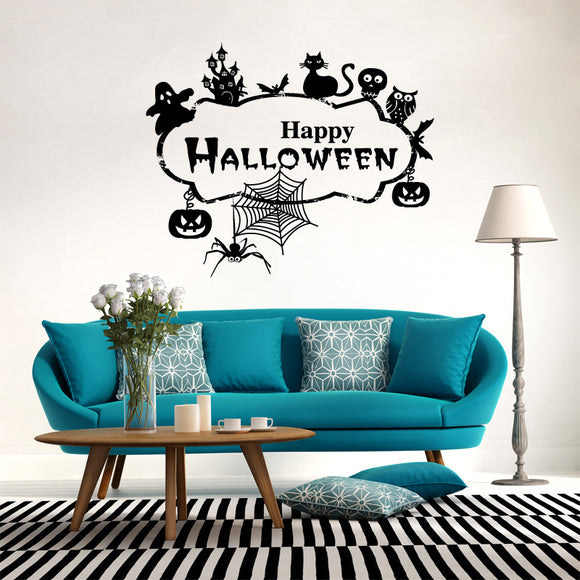 Hallowen Witch Tree Ghost Glass Window Decor Wall Sticker Party House Home Decoration