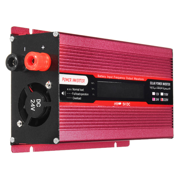 1500W DC 12V/24V to AC 220V/110V Solar Power Inverter Modified Sine Wave LCD Voltage Display