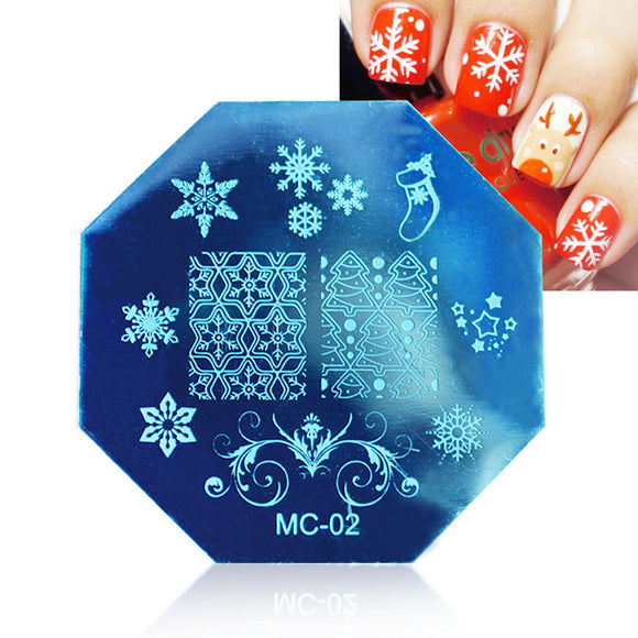 Dancingnail Christmas Nail Stamping Plates Image Stamp Template Manicure Stencil Santa Claus