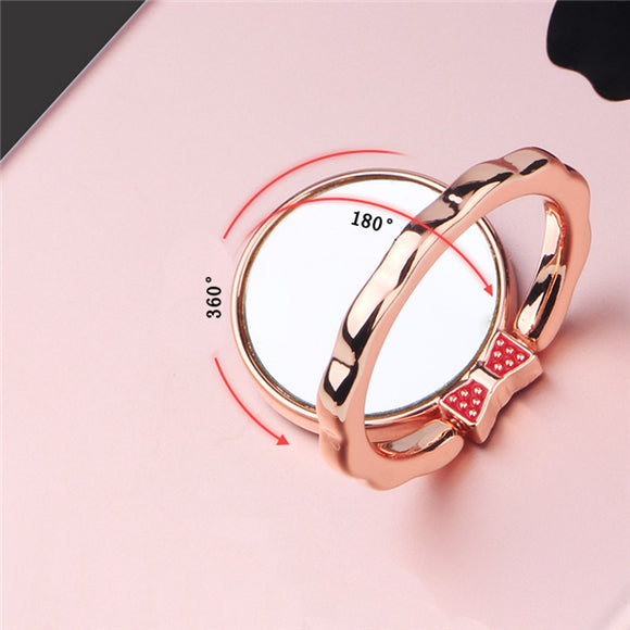 Universal 2 In 1 Bowknot Mirror Ring Bracket Secure Grip Desktop Holder for iPad Phone Tablet