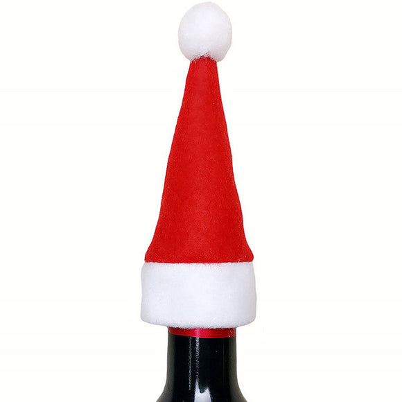 10Pcs Christmas Mini Bottle Cap Wine Bottle Decorated Christmas Hats Creative Bar Supplies