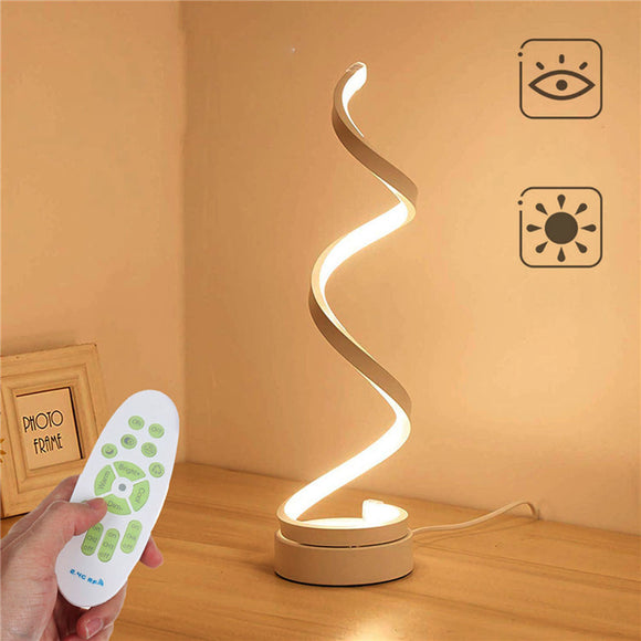 Dimmable Creative Design Curved LED Bedside Study Bedroom Desk Table Lamp Remote Control