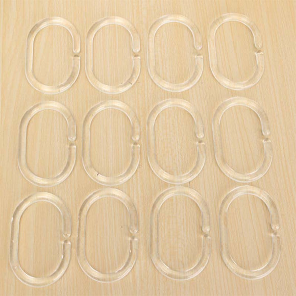 12Pcs Shower Curtain Hooks Plastic Bathroom Shower Curtain Rings Deformable Hanging Hook