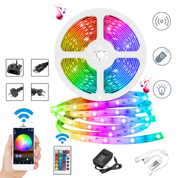 DC12V 10M Non-waterproof DIY 2835 RGB WiFi Smart 300LED Strip Light Work With Alexa Google Home for Home Decor