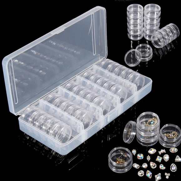25pcs Empty Jar Box Nail Decoration Gems Rhinestone Container Tiny Electronic Parts Organizer Bottle