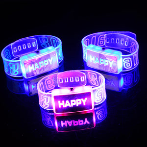 2016 Happy LED Wristband Bracelet Glowing Happy Wristband Dance Party Decoration