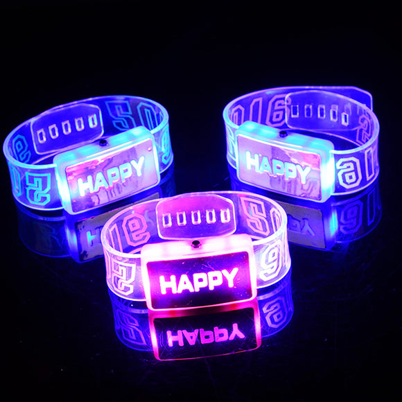 2016 Happy LED Wristband Bracelet Glowing Happy Wristband Dance Party Decoration