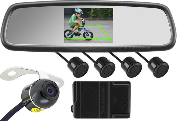 4.3 Inch Car Rear View Mirror + Butterfly Camera + 4 Search Radar + Complete Wiring Harness