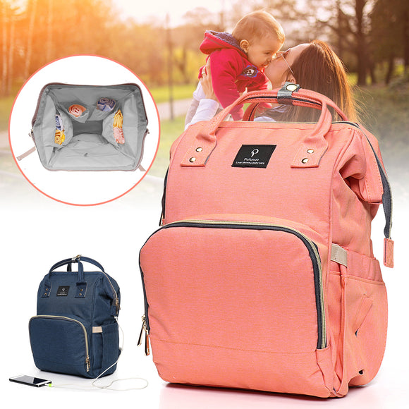 USB Charging Waterproof Oxford Baby Diaper Nappy Backpack Mummy Travel Bag