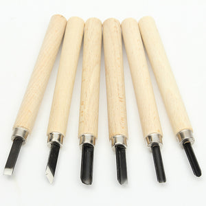 6Pcs Wooden Handle Wood Carving Carvers Working Spoon Chisel Hand Tools Set