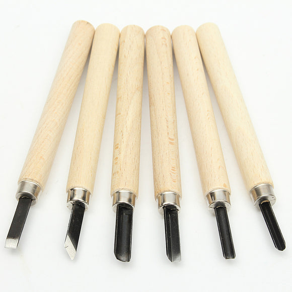 6Pcs Wooden Handle Wood Carving Carvers Working Spoon Chisel Hand Tools Set