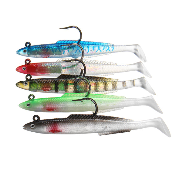 3Pcs 6 Inch Jig Head Fishing Lures with Swim Shad Reflective Soft Bait 3D Eyes Crank Hook 15cm