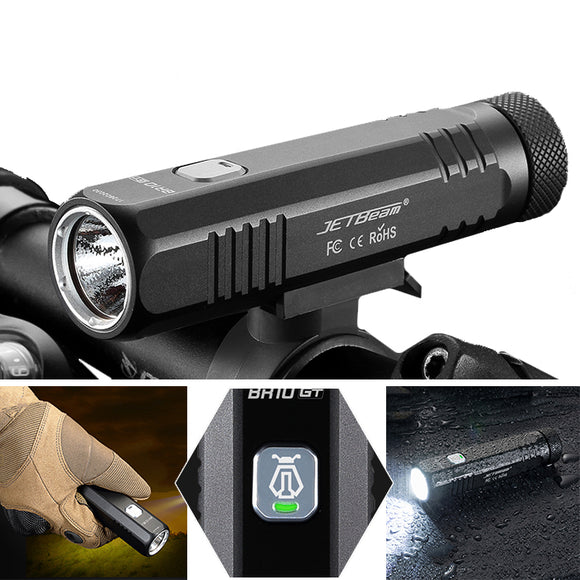 JETBeam BR10GT Upgrade Bikelight 1100LM Black SST40 N4 BC LED Rechargeable Bike Light Flashlight wit