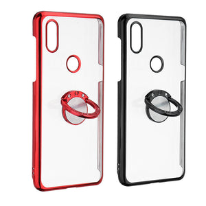 Bakeey Transparent Ring Holder Color Plating Anti-Scratch Hard PC Protective Case For Xiaomi Mi MIX 3