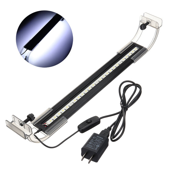 4.5W 30cm Adjustable 2835 LED Aquarium Fish Tank Super Slim Light Lamp Black