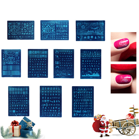 1Pc Christmas Image Nail Stamping Template DIY Polish Rectangle Stamp Plates Beauty Manicure Tools