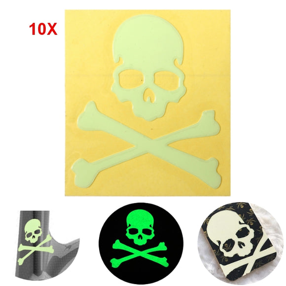10pcs Noctilucent Skull Sticker Glow In The Dark Motorcycle Car Bike