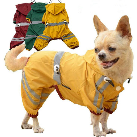 Dog Raincoat Adjustable Rainwear Glisten Style Pet Rainsuit Waterproof Hoody Jacket Clothes Jumpsuit