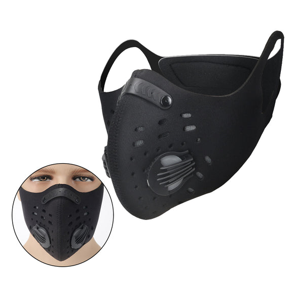 Activated Carbon Filter Face Mask Anti Dust Haze Bicycle Riding Black