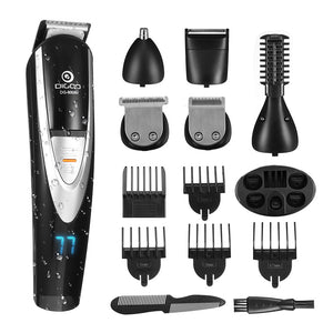 Digoo DG-800B 12 in 1 Hair Clipper Kit Men's Electric Grooming Trimmer for Beard Nose Ear Facial Body Waterproof USB Rechargeable Cordless