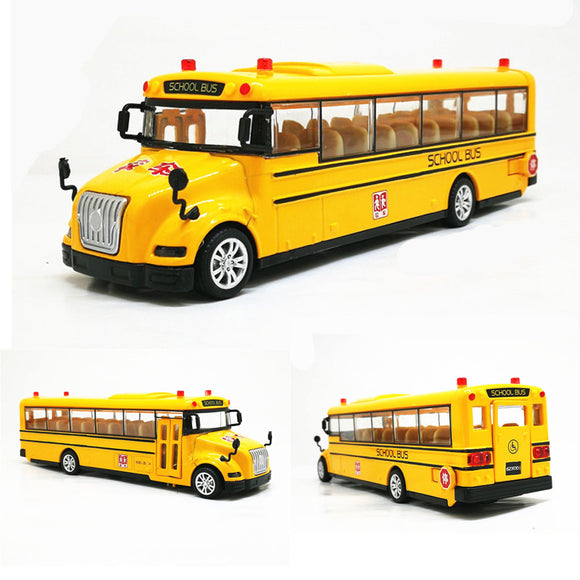 Alloy Car Model School Bus With Light And Sound Pull Back Diecast Model Toys Gift Decor