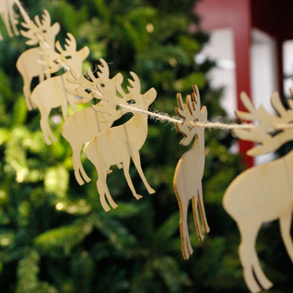 Christmas 10Pcs Wood DIY Banner Woodchips Garland Hanging Pendant Christmas Tree Ornaments Gift