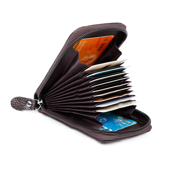 IPRee RFID Card Holder Zipper Leather Wallet Travel Portable ID Credit Card Storage Bag