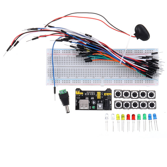 830 Point Solderless Breadboard 65pcs Jumper Cable MB-102 Power Supply Module Complete Kit