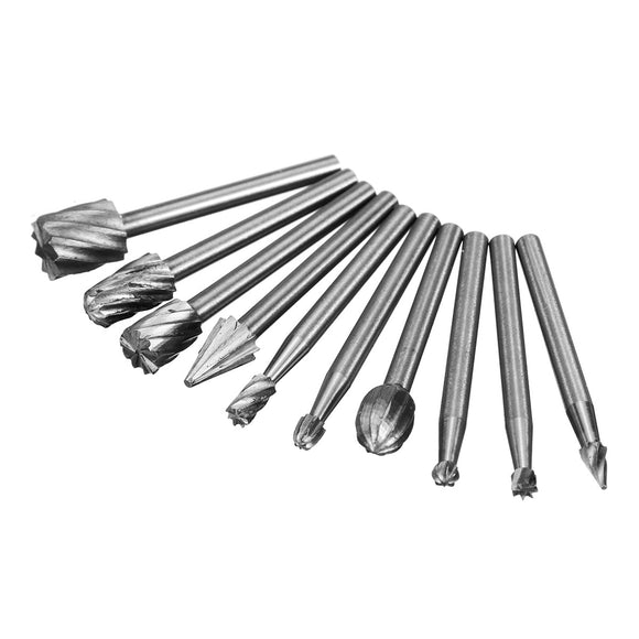 10pcs HSS Rotary Rasp File Rotary Rasp Burrs Wood Bits Grinding Woodworking Tool