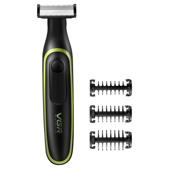 VGR Men Electric Shaver USB Charging Beard Trimmer Waterproof Dry Wet Body Hair Remover 3 Guide Combs