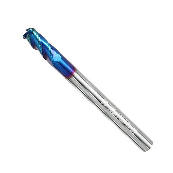 Drillpro 1/2/3/4mm Ball Nose 4 Flutes Milling Cutter R0.2-R1.0 Nano Blue Coating Carbide End Mill