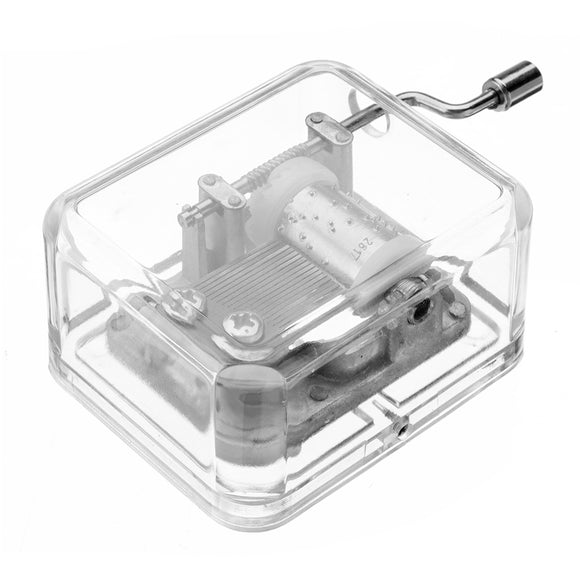 Mrosaa Hand-cranking Mini Transparent Acrylic Music Box Birthday Gift