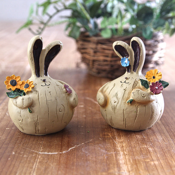 2pcs/set Creative Handmade Painted Garlic Lovely Fat Rabbit Resin Doll European Retro Decorations