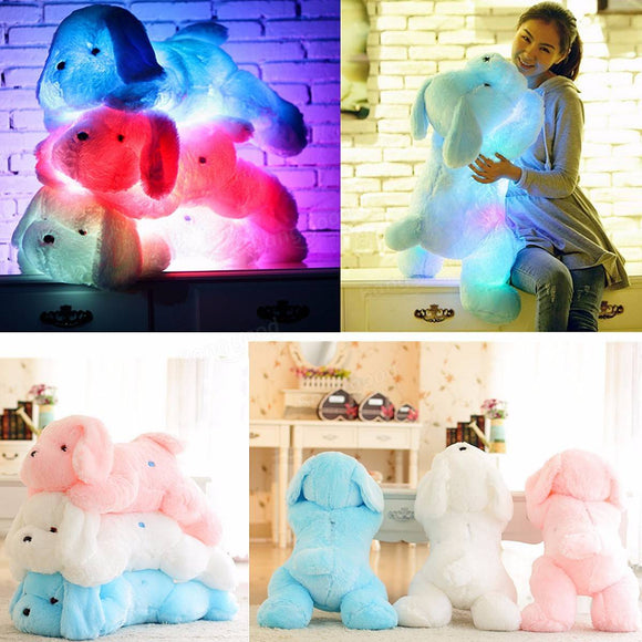 LED Dog Doll Stuff Toy Nightlight Plush Toy Glow Pillow Soft Light Up Inductive Soft Doll