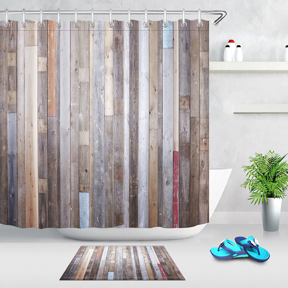 40X60cm Bathroom Shower Curtain Modern Rustic Wood Wall Waterproof Bathroom Liner Shower Curtain
