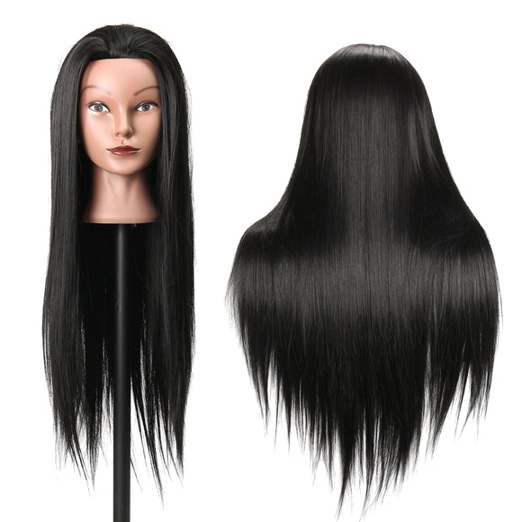 27Inch Black 30% Human Hair Hairdressing Training Mannequin Practice Head Salon Profession