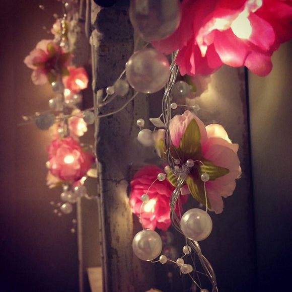 2M 20LEDs Creative DIY Christmas LED String Light Manual Small Silk Flower Fairy Night Light Decor
