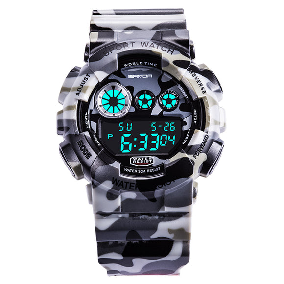 SANDA 289 Digital Watch Camouflage Style Military Waterproof Men Sport Wrist Watch