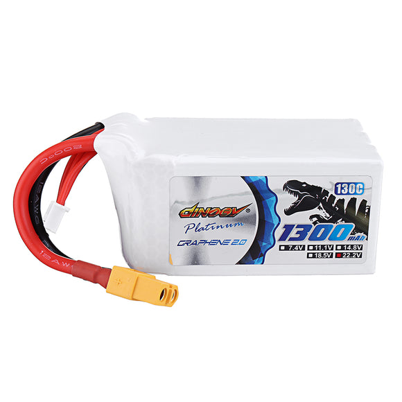 DINOGY ULTRA GRAPHENE 2.0 22.2V 1300mAh 130C 6S Lipo Battery XT60 Plug for RC Racing Drone