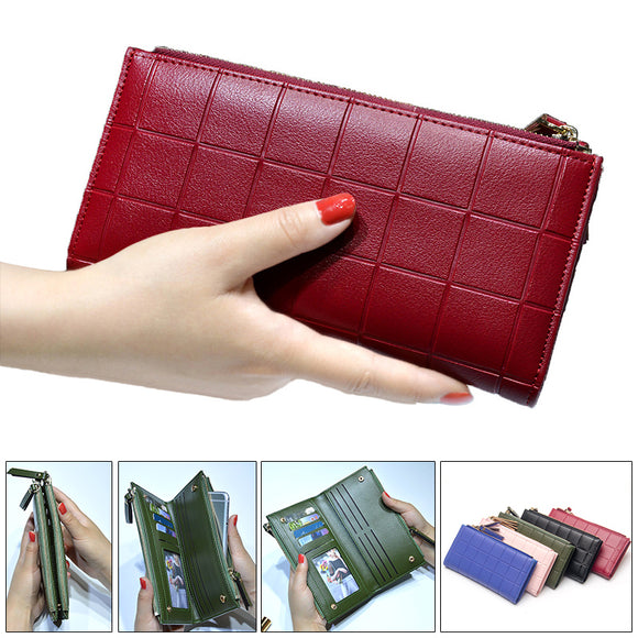 Women Fashion PU Leather Zipper Pouch Long Wallet for Samsung Xiaomi Mobile Phone Under 5.5 Inch