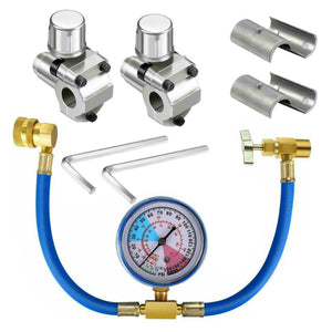 3Pc/Set BPV31 Bullet Piercing Tap Valve U-Charging Hose Refrigerant Can Tank Kit