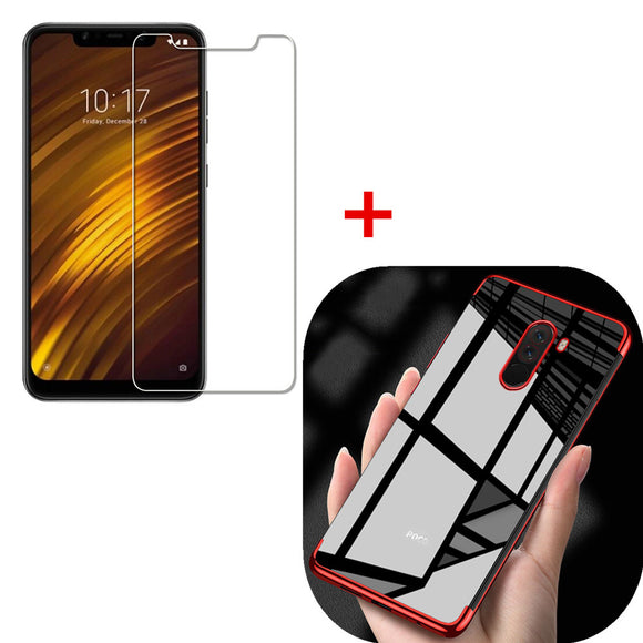 Bakeey Soft Protective Case + Anti-explosion Tempered Glass Screen Protector for Xiaomi Pocophone F1